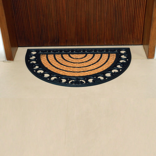 MYMATS HALF MOON COIR DOORMAT WITH RUBBER BORDER