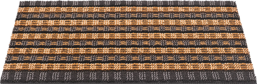 Mymats Quadroscrape doormat in natural beige with black stripe pattern, ideal for modern home entryways