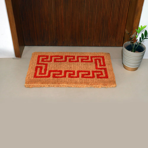 MYMATS RED AND BEIGE COIR DOORMAT