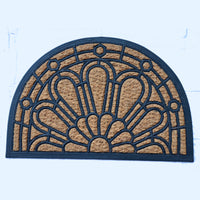 Eco-friendly half round coir doormat with textured fibers for outdoor use